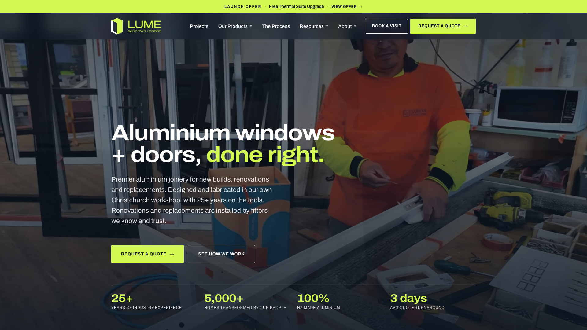 Screenshot of Lume Windows + Doors